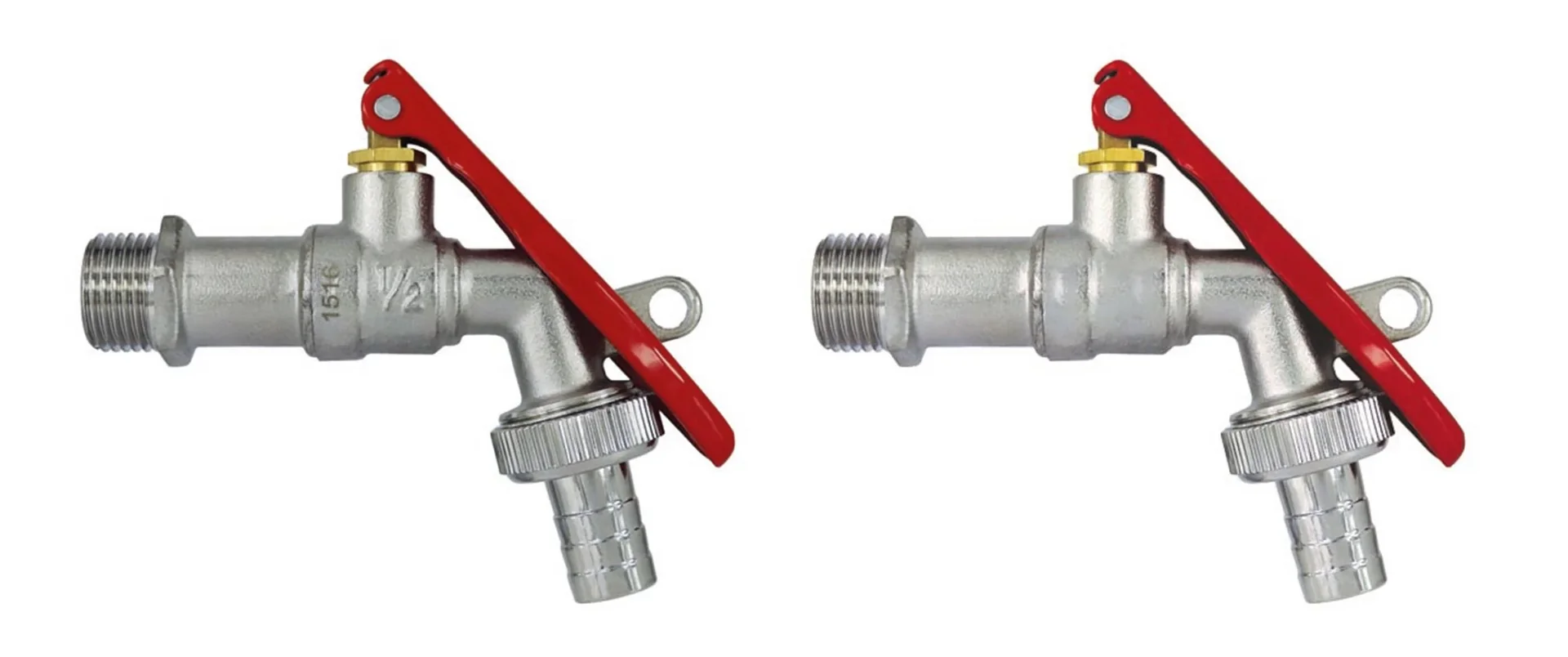 Ball valve, lockable, red handle without lock, 3/4", nickel-plated - 0