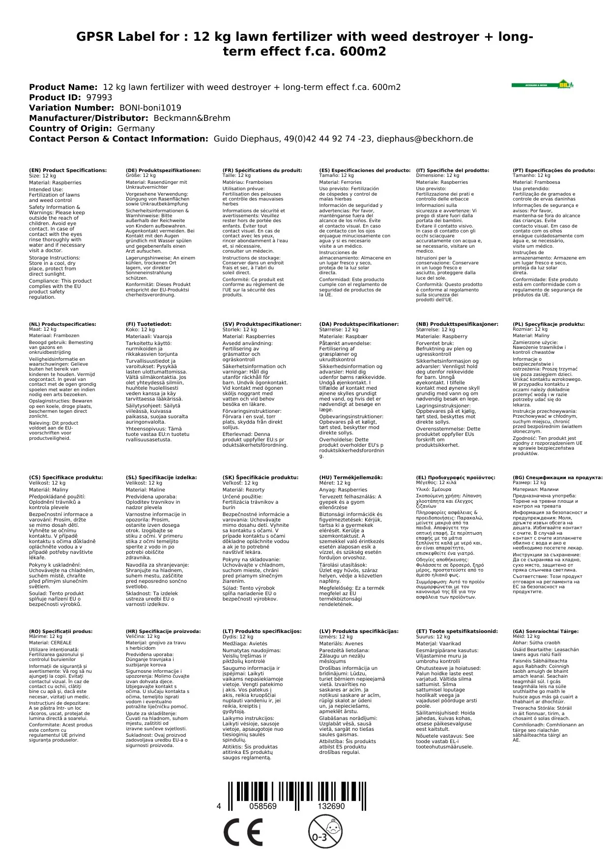 12 kg Leasachán Féir le Luibhicíd + Éifeacht Fadtéarmach f.ca. 600m²-6