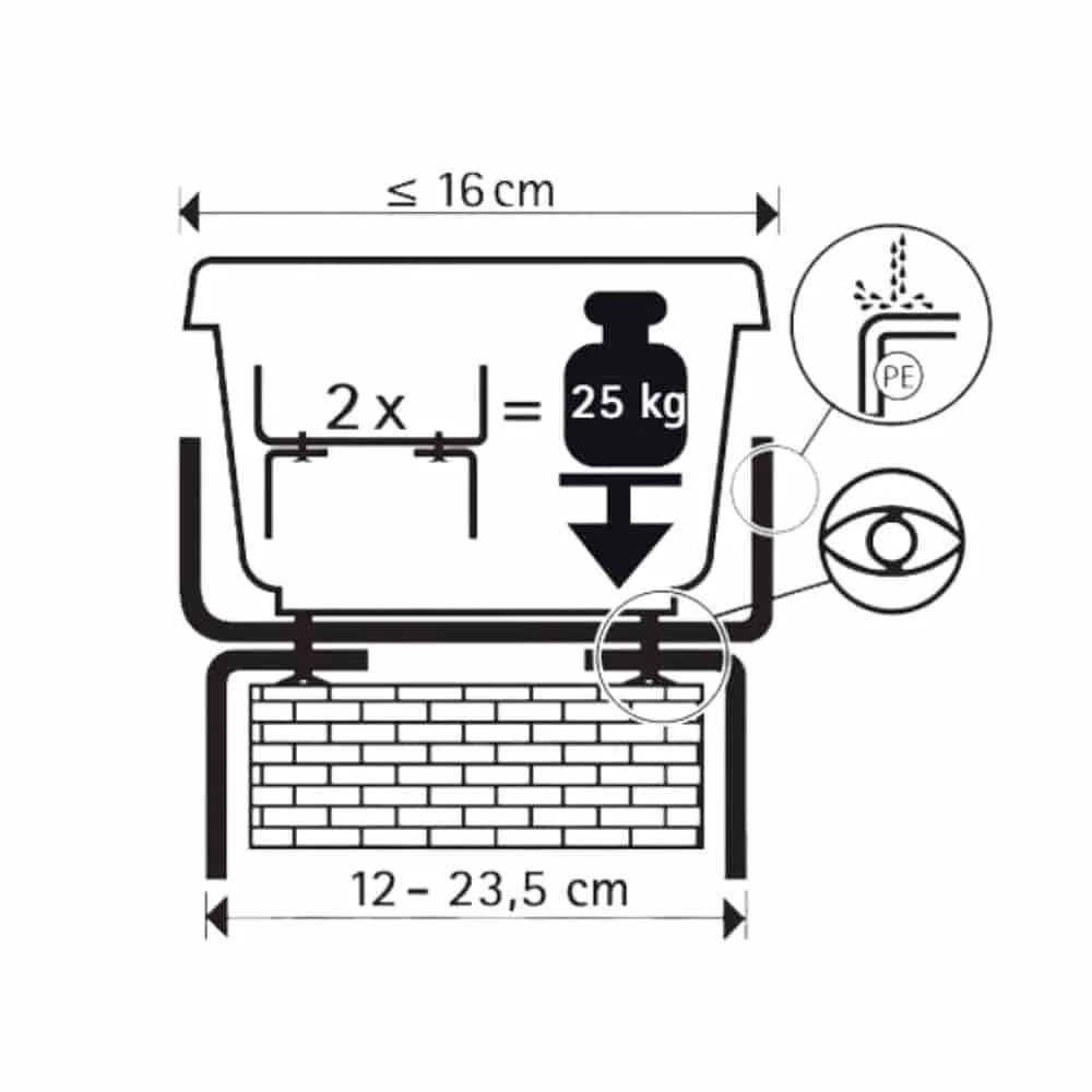 Sealbhóir Bosca Bláthanna 1 Péire TYP H, inchoigeartaithe faoi dhó, anthrazit-0