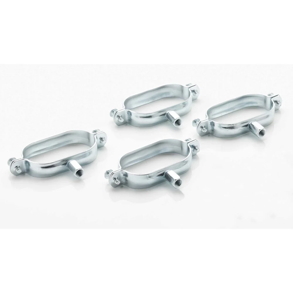 Clamps ceangail NMC do Aeroline, Ábhar suiteála - Scriúnna stoic, Clampáin ubhchruthacha, Dúbchaillí, DN 20/DN25 PRO, Cruach dhosmálta, Méid 3-0