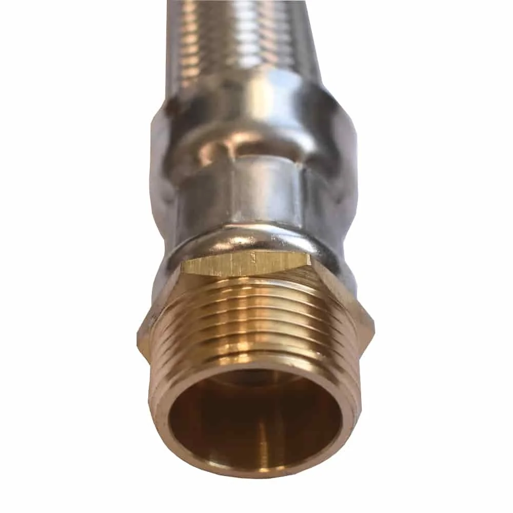 DN25 DVGW Sreangán Armúrtha le Fíodóireacht Cruach Dhosmálta 1" AG x 1" ÜM 1000 mm-0