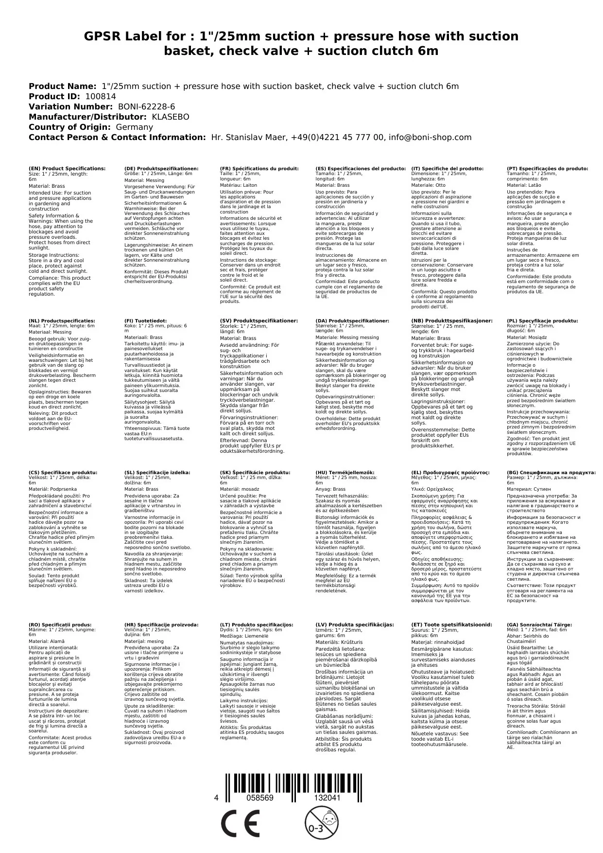 1"/25mm Súchán- + Tóirscló le Ciseán Súchán, Comhla Beartaithe + Cuplán Súchán 6m-3