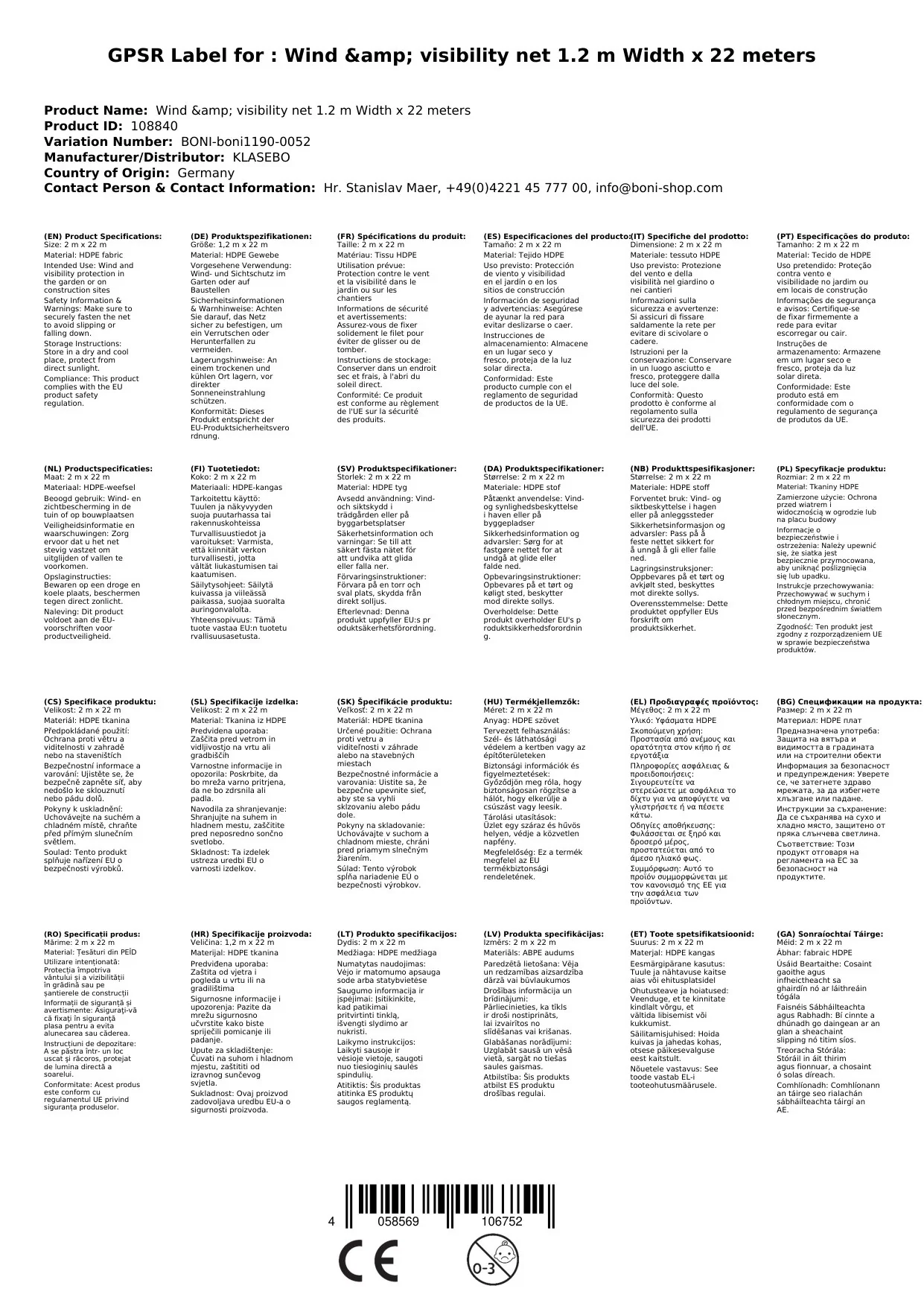 Wind- u. Sichtschutznetz 1,2 m Breite x 22 Meter-2