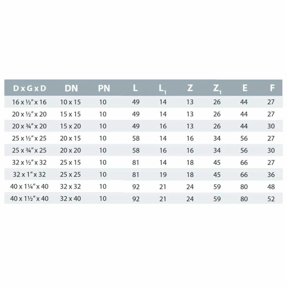 PP PE Feistiú Píobáin T-Píosa 32 x 1/2" AG x 32-1