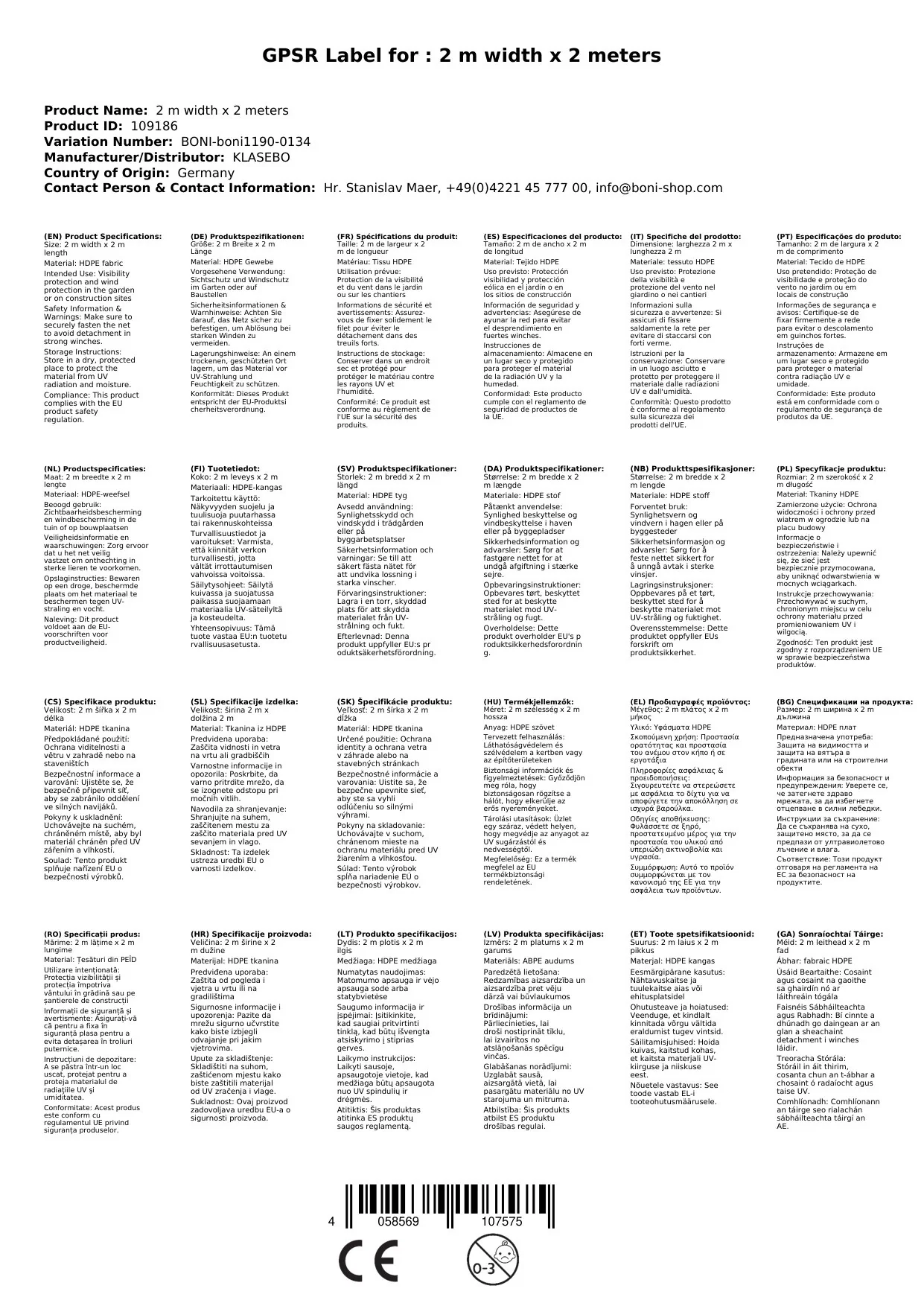 Wind- u. Sichtschutznetz 2 m Breite x 2 Meter-2