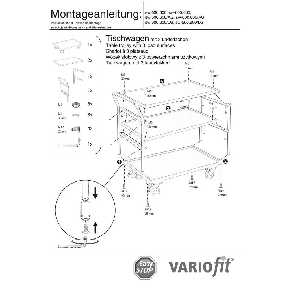 Falcán Tábla 250 kg le 3 Dhromchlá antruallta Cineál M + EasySTOP-0