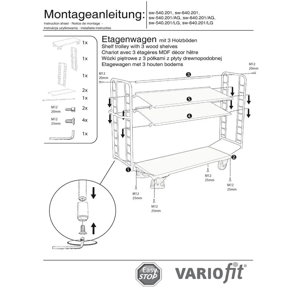 Tralaí le Trí Urlár 400 kg Cineál L + EasySTOP-0