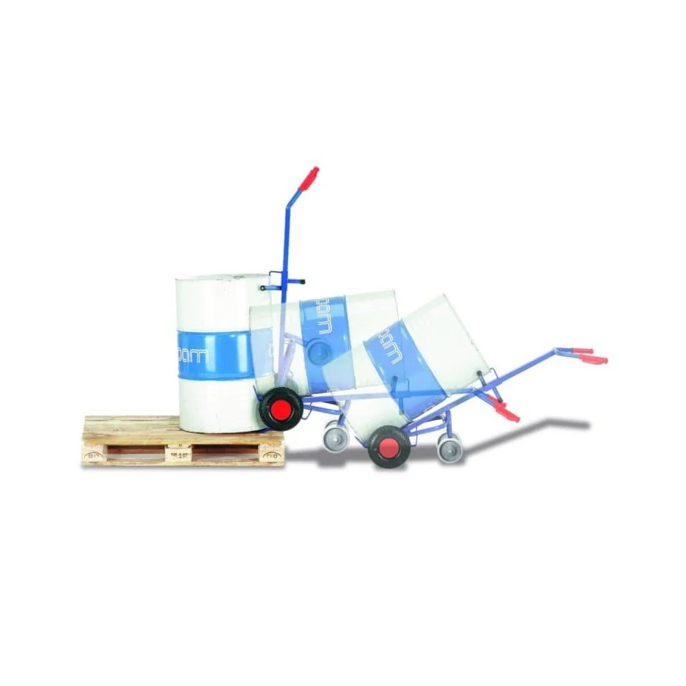 Fasskarra 250 kg le 2 Rothaí Tacaíochta Boinn Rubair Iomlán 735 x 1430 x 870 mm-0