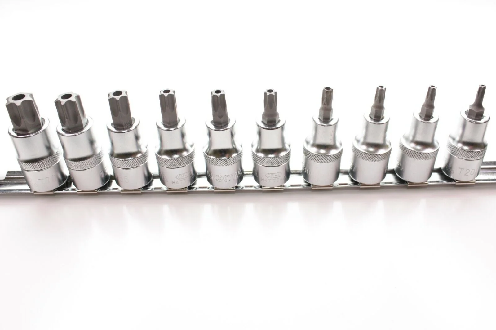 1/2" Torx-Nuss T20 CrV (S2) mit Stirnloch - kurze Ausführung -  (10 St.)