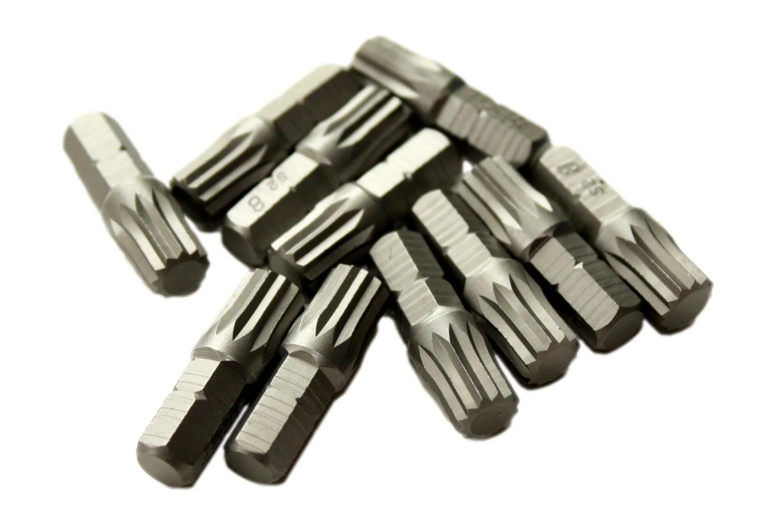 Bit-Set (S2) 3/8" 10mm Spline M5 - M12 Länge: 30+75mm + Bit-Halter (10 St.)