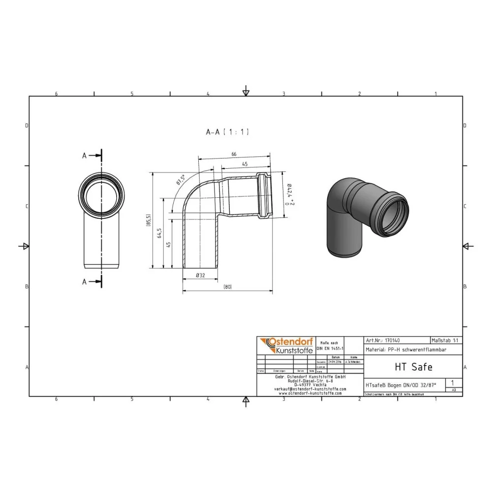 HTsafeB Bogen DN/OD 32 88,5 Céim-1