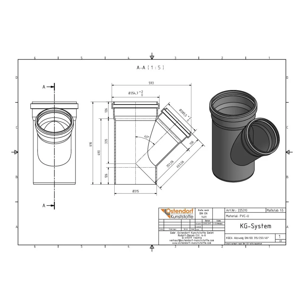 KGEA Brainse DN/OD 315/250 45 Céim-1