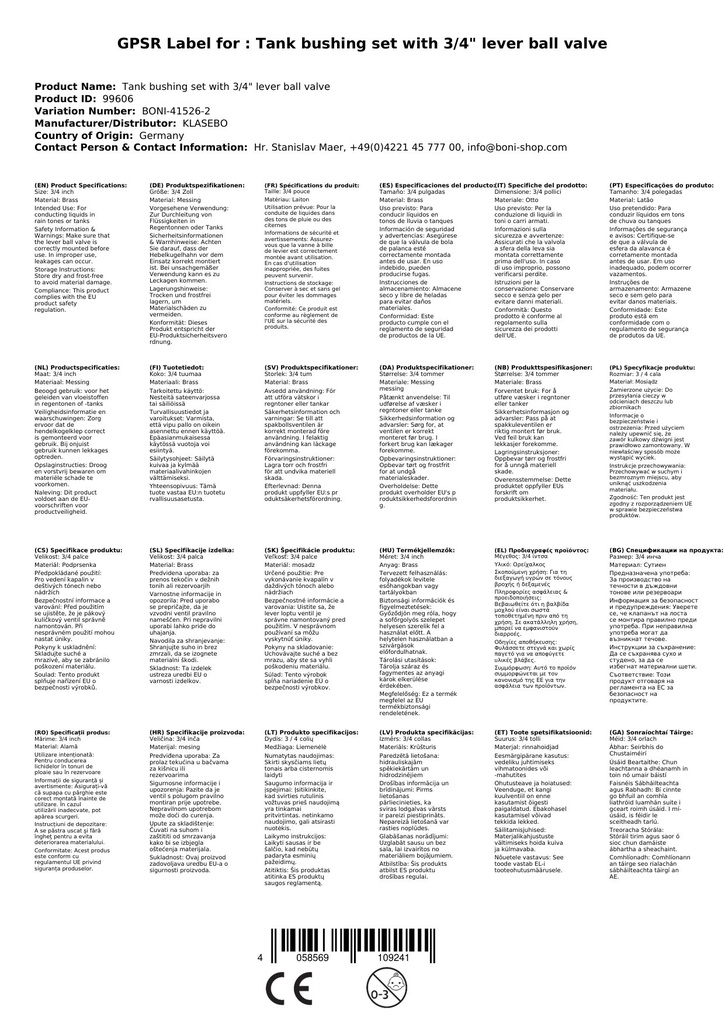 Sraith Feidhmithe Tanca le Comhla Liathróid Luamhán 3/4"-2