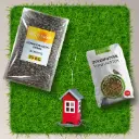 Set 'Sparsam' Vogelfutter mit Futterhaus, Vogelhaus zum Aufhängen.webp