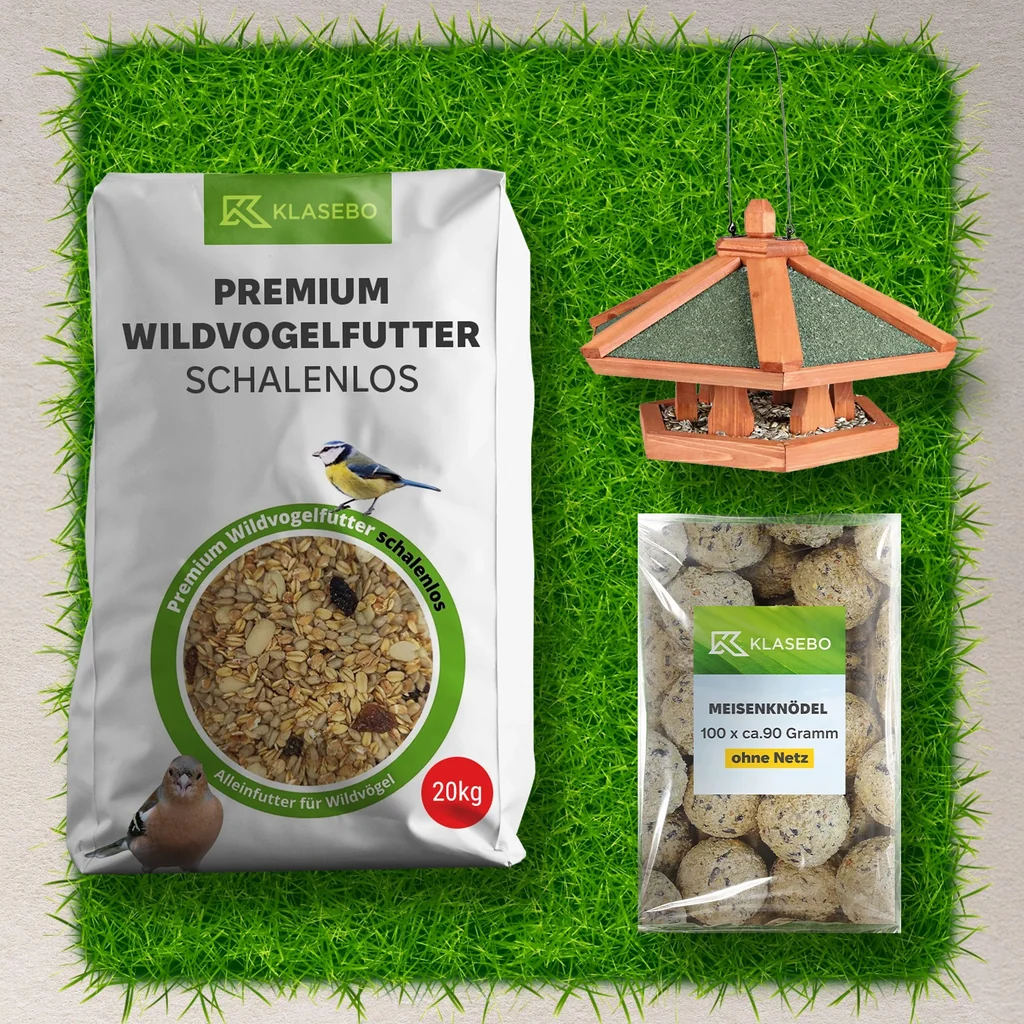 Wildvogelfutter Premium plus Futterhaus zum Aufhängen, Vogelhaus Holz, Kiefer, 42x24cm.webp