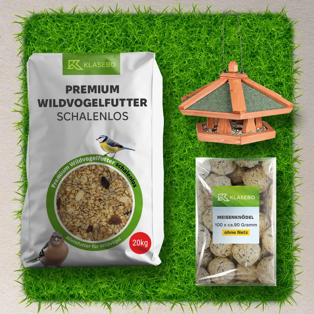 Wildvogelfutter Premium plus Futterhaus zum Aufhängen, Vogelhaus Holz, Kiefer, 42x24cm.webp