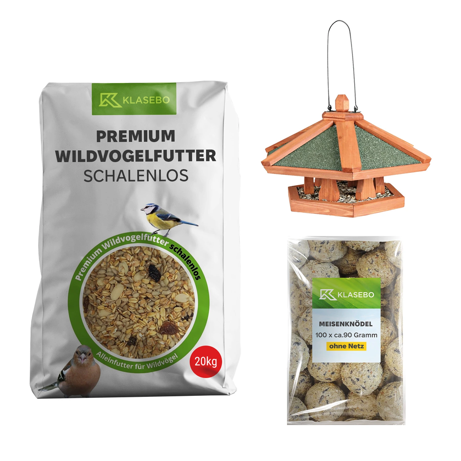 2-Wildvogelfutter Premium plus Futterhaus zum Aufhängen, Vogelhaus Holz, Kiefer, 42x24cm.webp