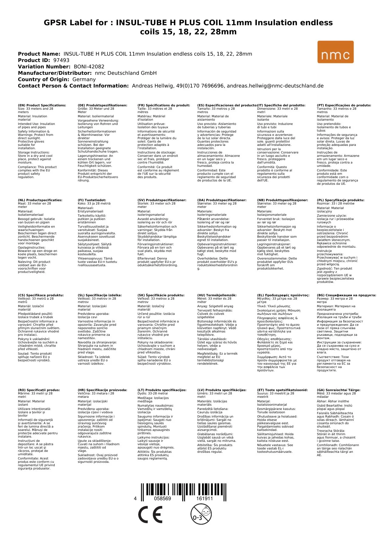 INSUL-TUBE H PLUS COIL 11mm Insliú gan teorainn Coils 15, 18, 22, 28mm-0
