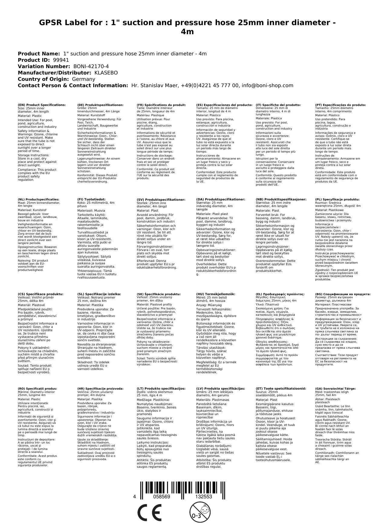 1" Súchán- + Brúphíobán 25mm Trastomhas Istigh - 4m-3