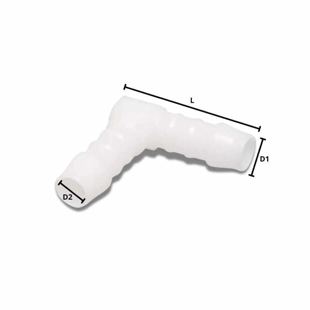 Ceanglóir Feadán Plaisteach Uillinn 90° 4 mm-0