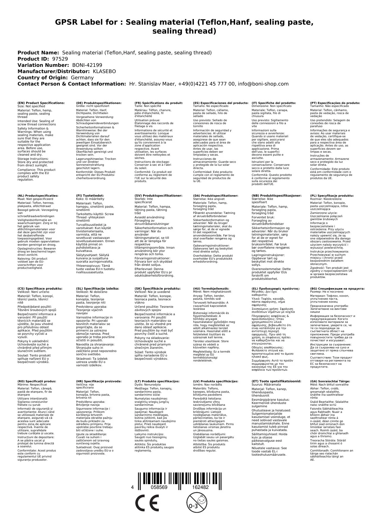 Ábhar Séala (Teflón, Lín, Greamachán Séala, Snáth Séala)-0