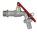 Ball valve, lockable, red handle without lock, 1/2" nickel-plated