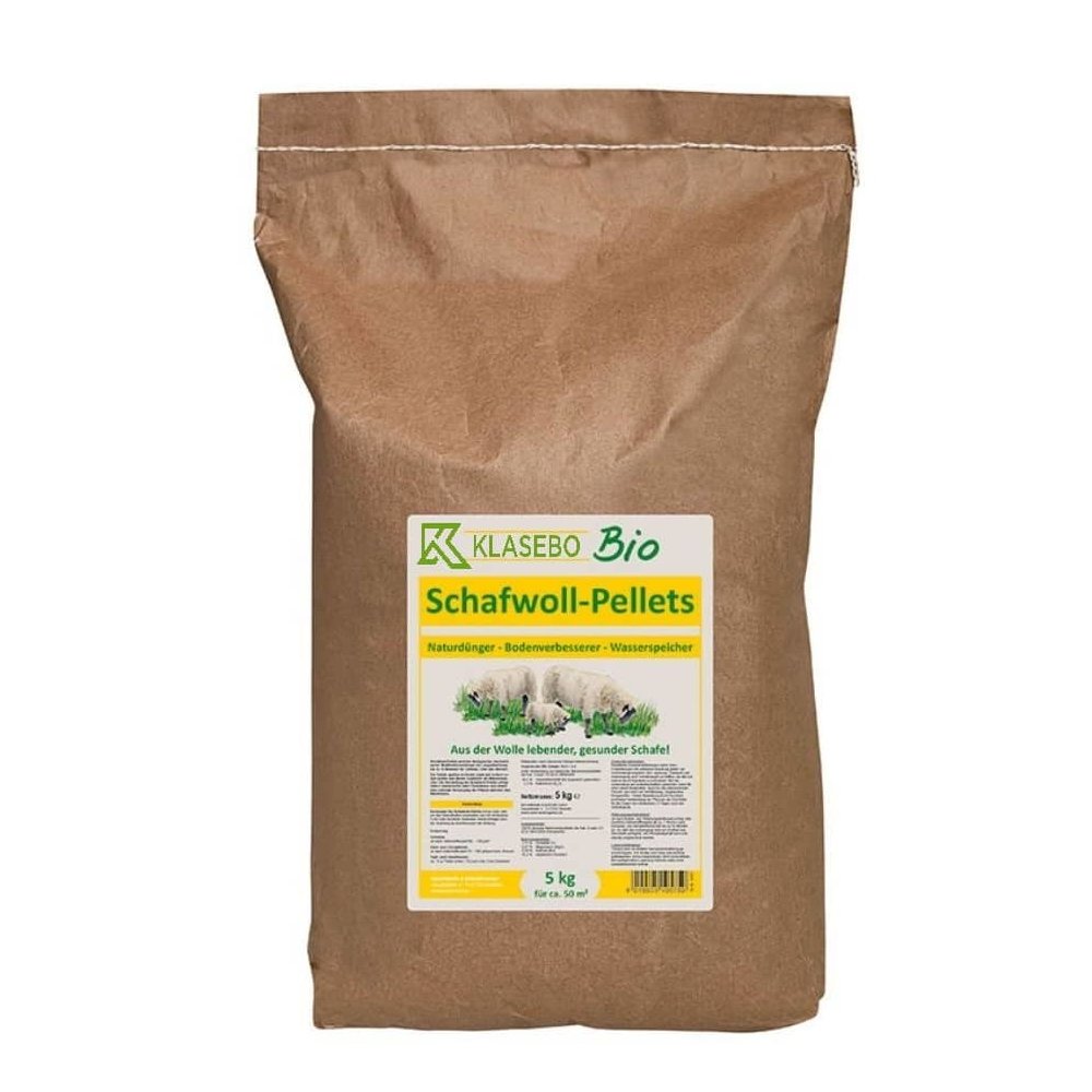 Leasacháin orgánacha, Pellets olann caorach 5 kg, Leasachán nádúrtha, 50-100 m²