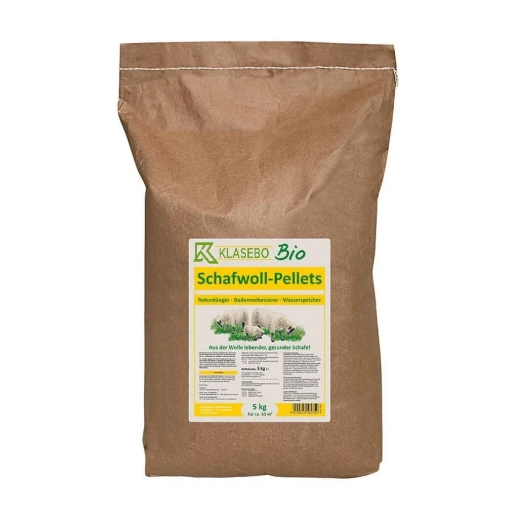Leasacháin orgánacha, Pellets olann caorach 5 kg, Leasachán nádúrtha, 50-100 m²