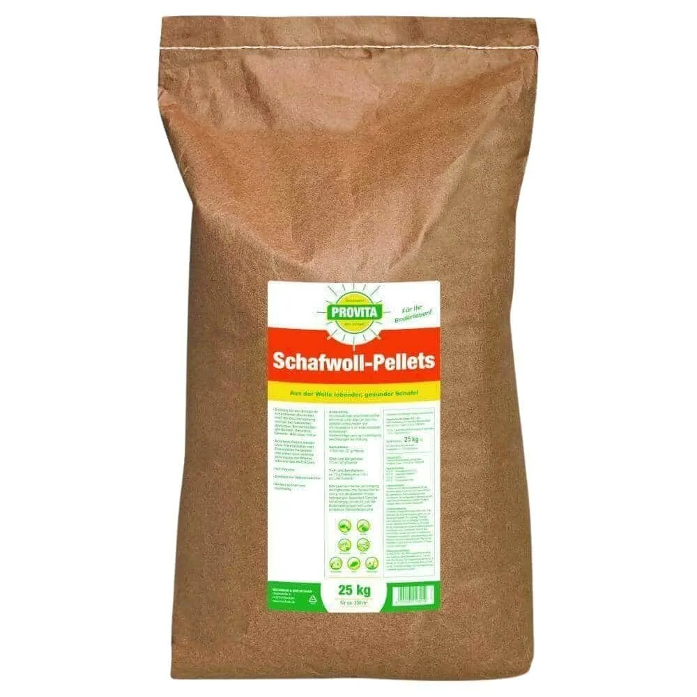 Leasacháin olann caorach 25kg, Leasachán orgánach, Péiléid olann caorach, 11,7+5,4 do 250m²