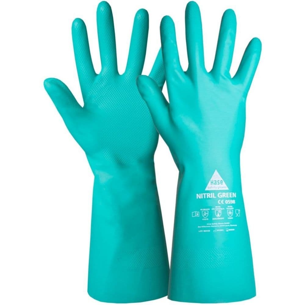 Lámhainní Cosanta Ceimiceacha Nítríle Glas Méid 10