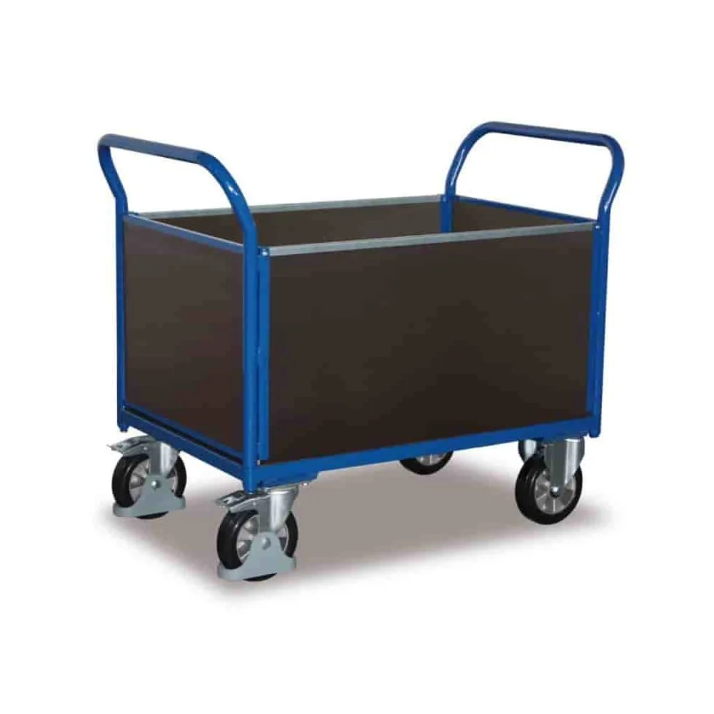 Tralaí Iompair 1000 kg, Cairt Ceithre Bhalla le EasySTOP agus Rothaí Rubair