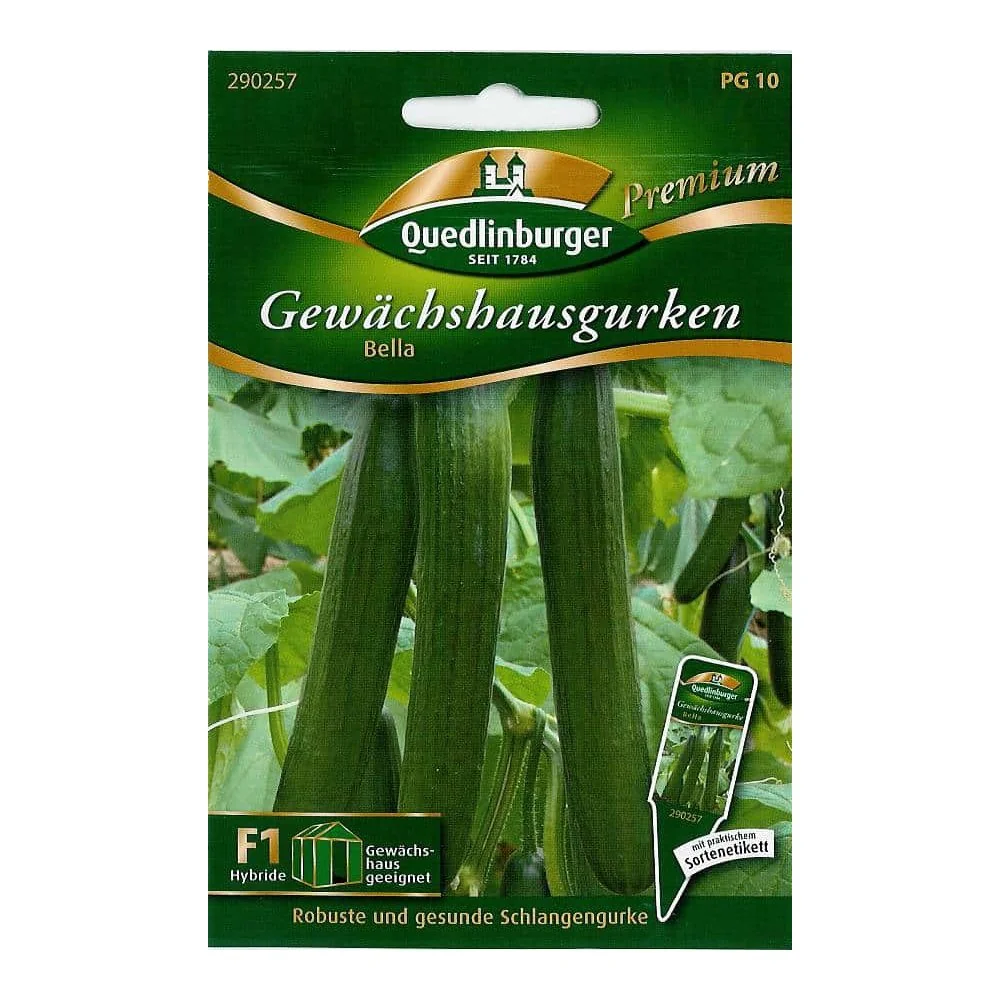 Síolta Cúcamair 'Bella F1' - Cúcamair Fada a Fhás i dTeach Gloine