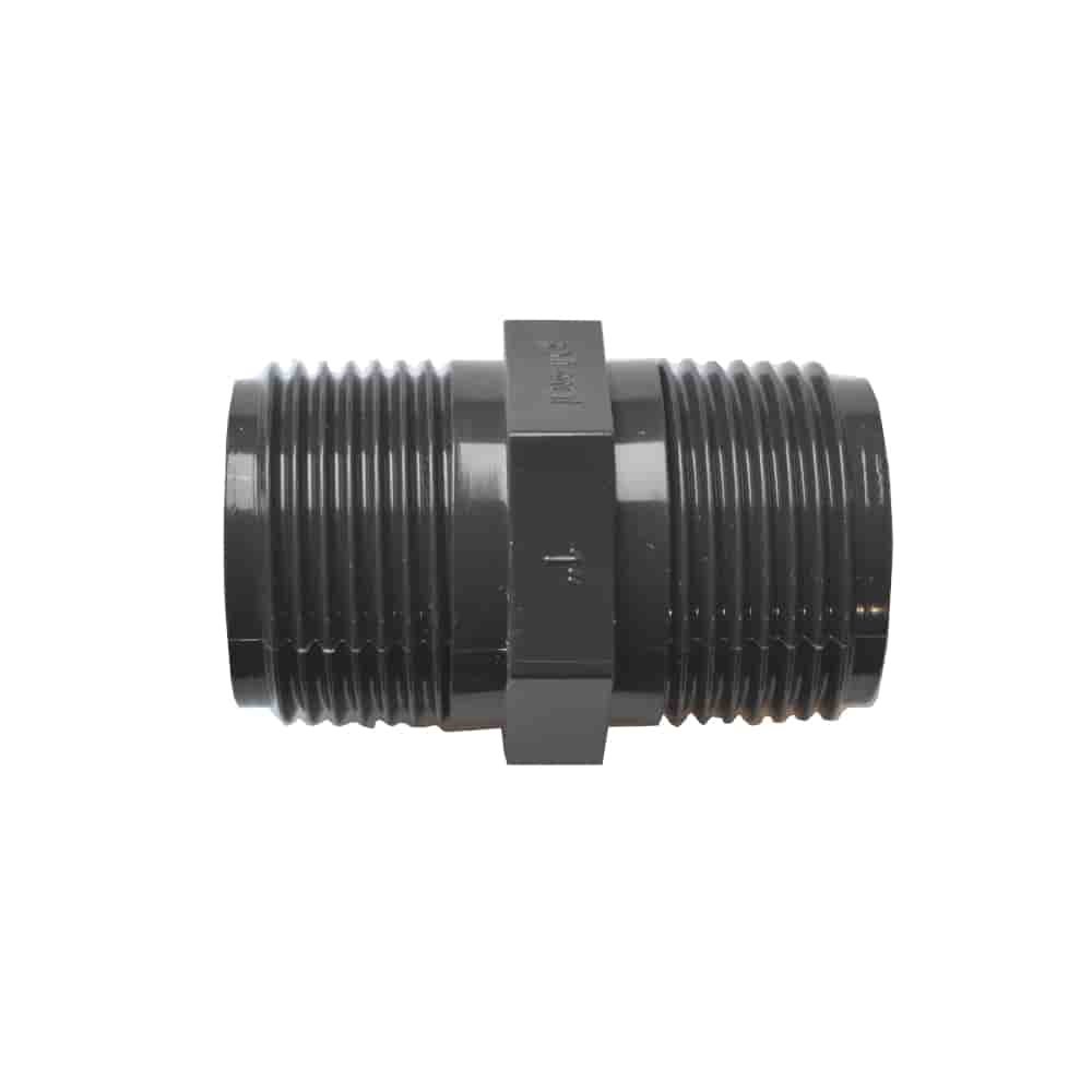 Níplí Dúbailte PVC 1", Feistiú Píopa PVC