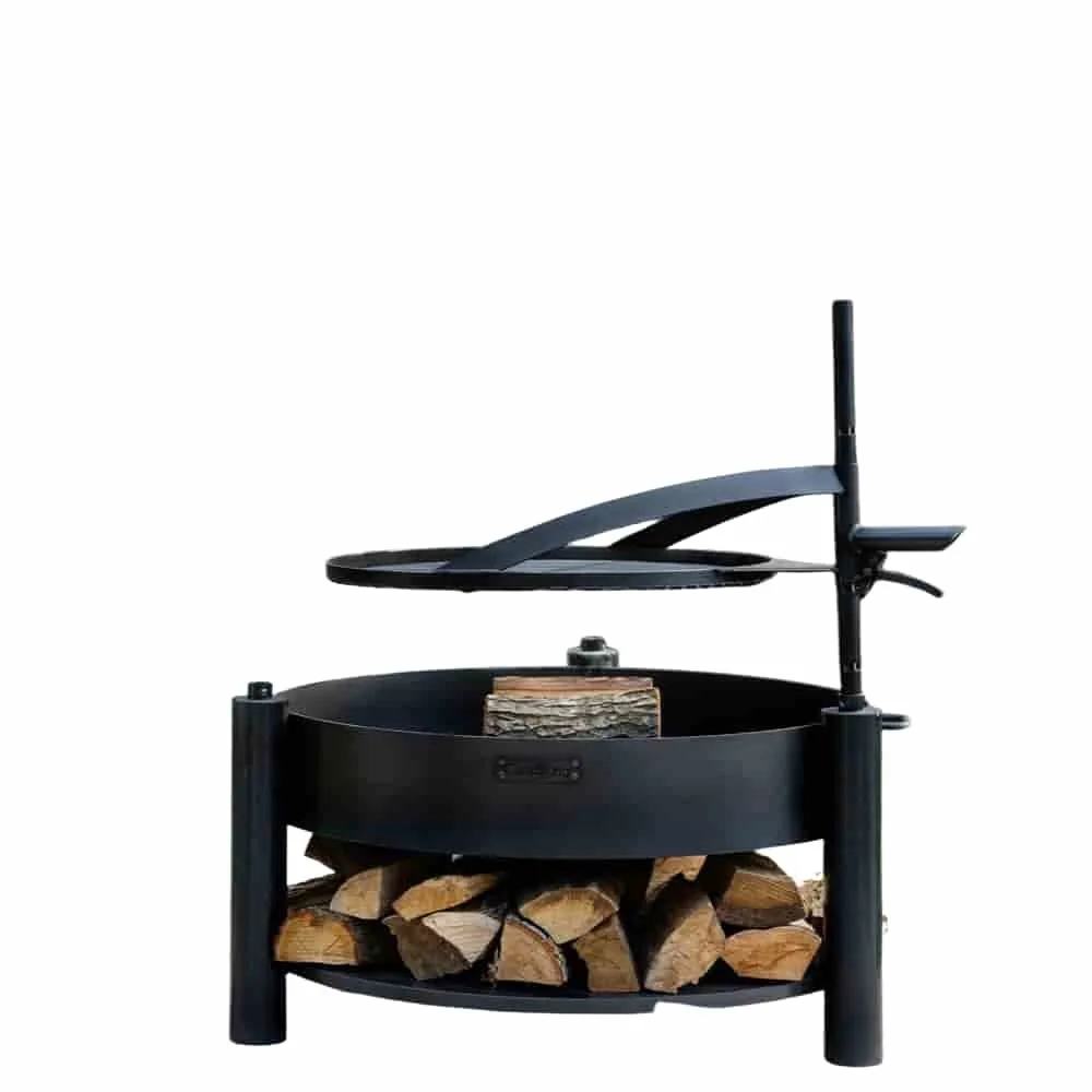 Multifunctional Fire Bowl with Grill Grate, 80cm, Natural Steel