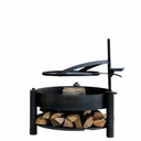 Multifunctional Fire Bowl with Grill Grate, 80cm, Natural Steel