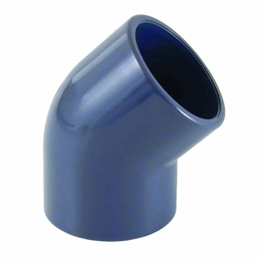 PVC - U 45° uillinn le soicéad 63 mm PN16
