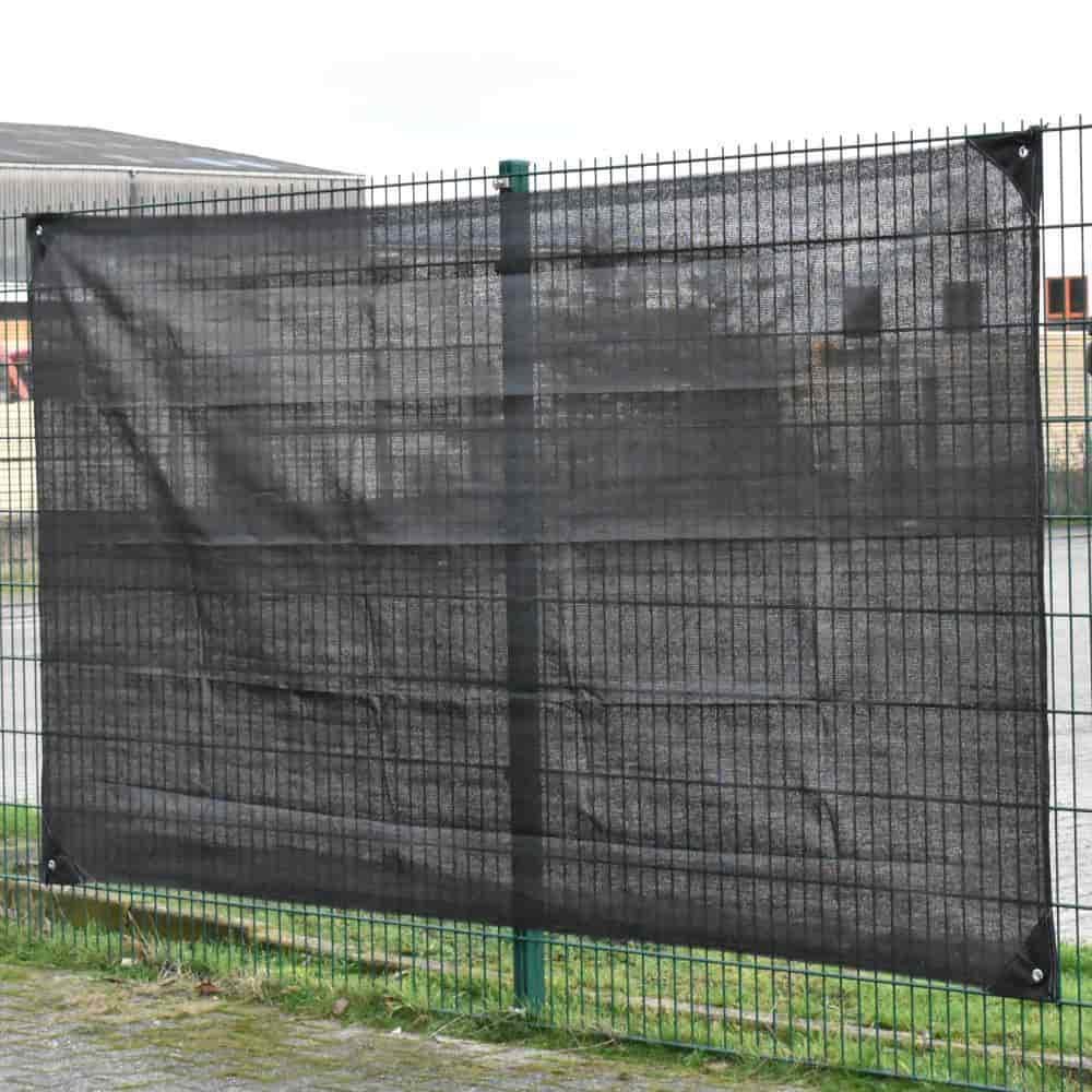 Líon fál tógála dubh 1.80m x 3.45m, Líon cosanta príobháideachta fál, 150 g/m², HDPE, Cosaint gaoithe fál