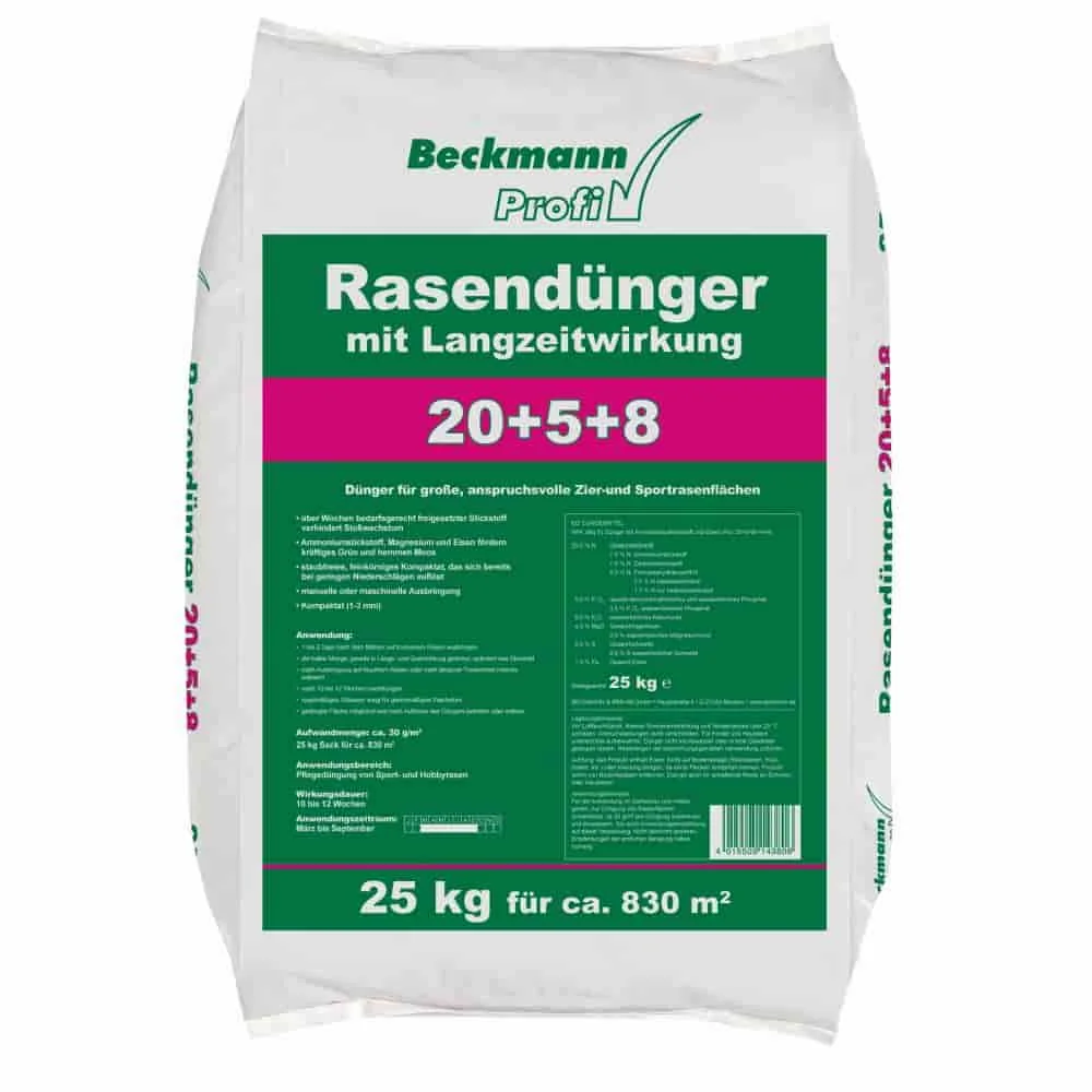Leasachán Faiche Fadtéarmach 25kg, NPK 20+5+8, Do 830m²