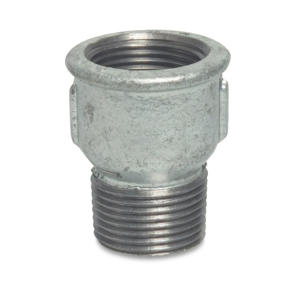Feistiú Snáithe, Nipple Muifín Iarann Teilgthe 1/2" IG x 1/2" AG, Galvanized