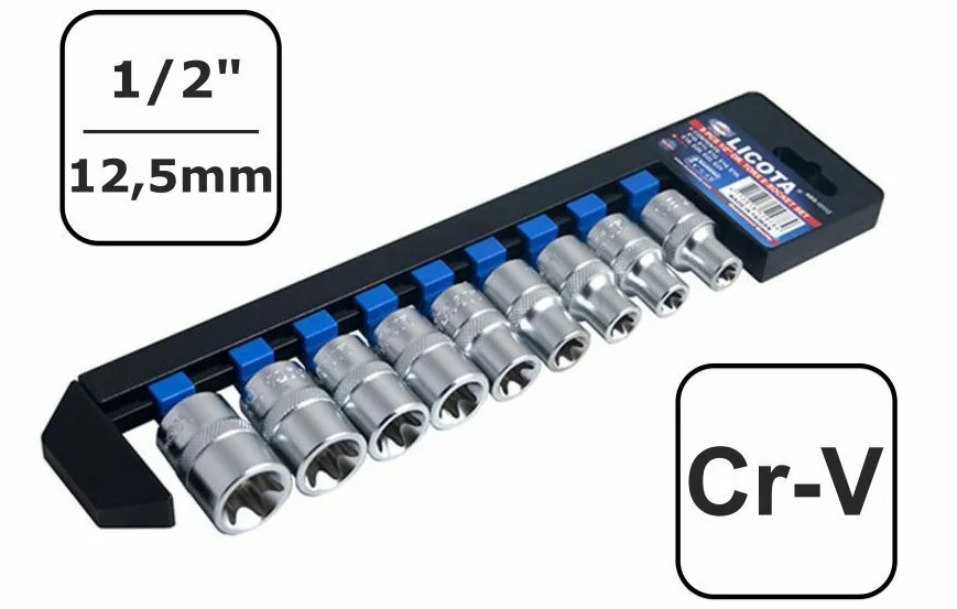 Sraith Soicéad Torx E-Próifíl, 1/2 Orlach, Tionsclaíoch E10-E24