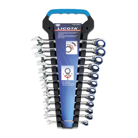 Sraith Sparán Ratchet, 12-Píosa, 8-19mm, 72 Fiacla, Inchúlaithe