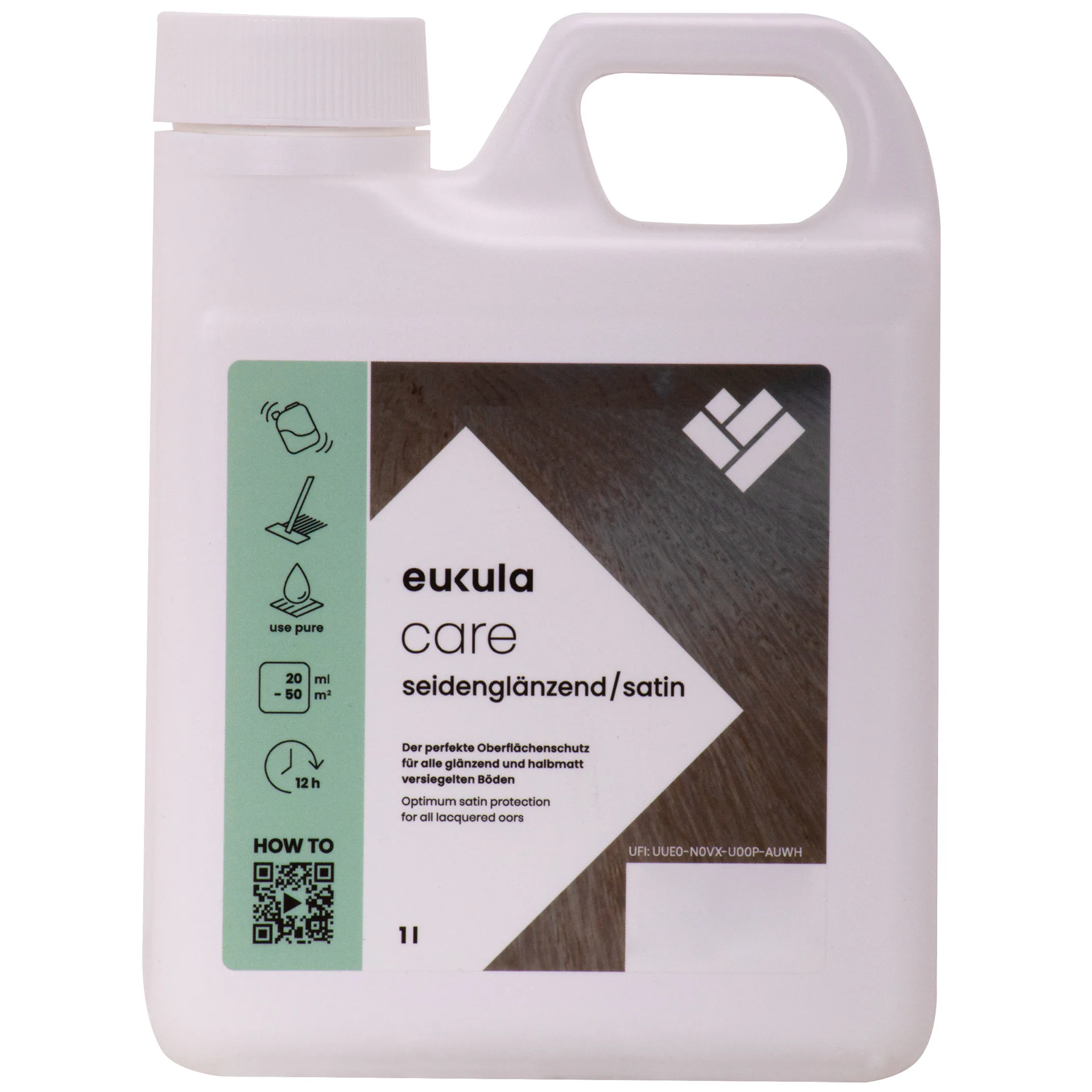 Cúrm adhmaid, eukula care seidenglänzend 1L, Ola adhmaid, Glanadh adhmaid