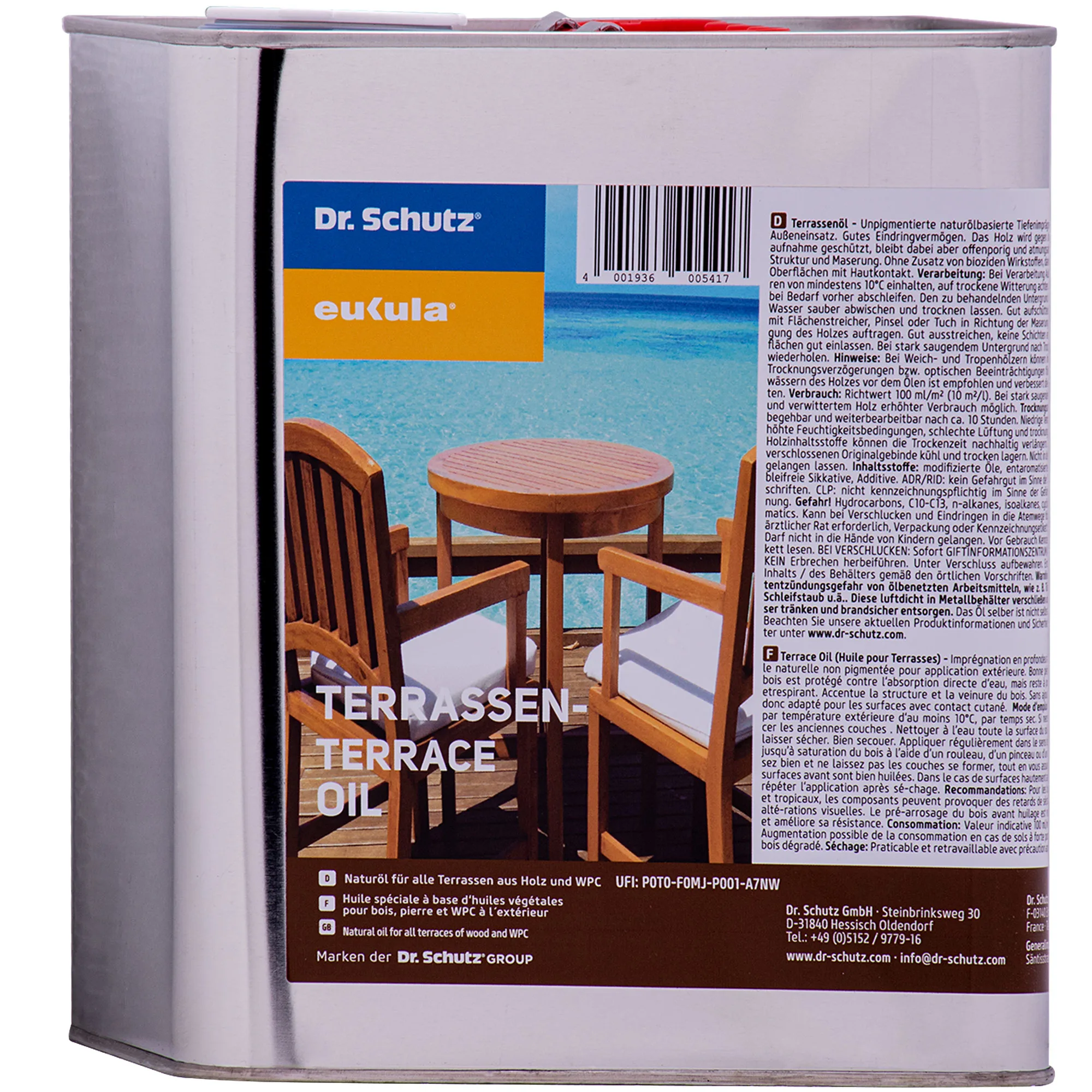 Ola terrasse adhmaid 2,5 Liter, Ola adhmaid nádúrtha, Cosaint adhmaid terrasse