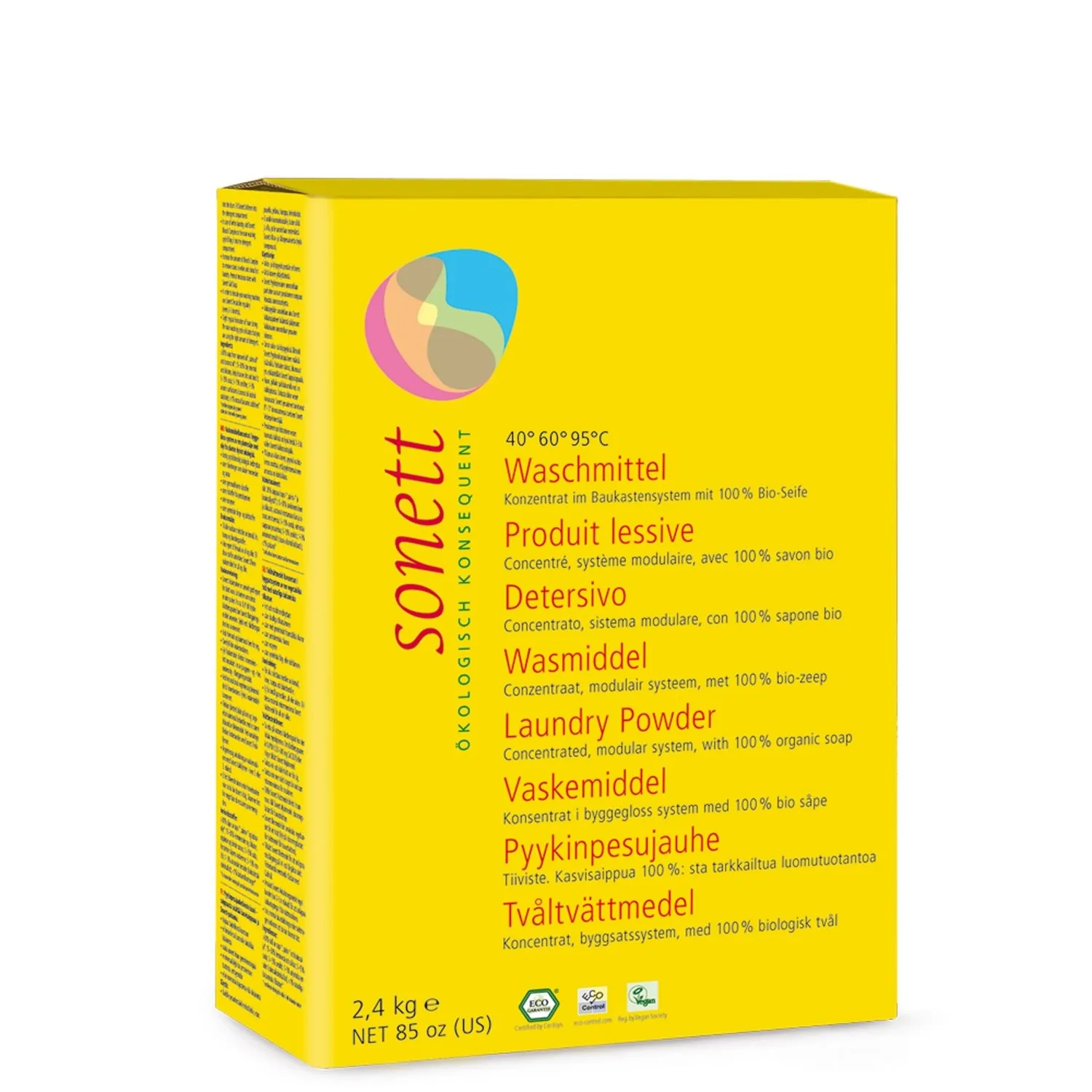 Glanadh púdar 2,4 kg, Glanadh éadaí, 40°60°95°