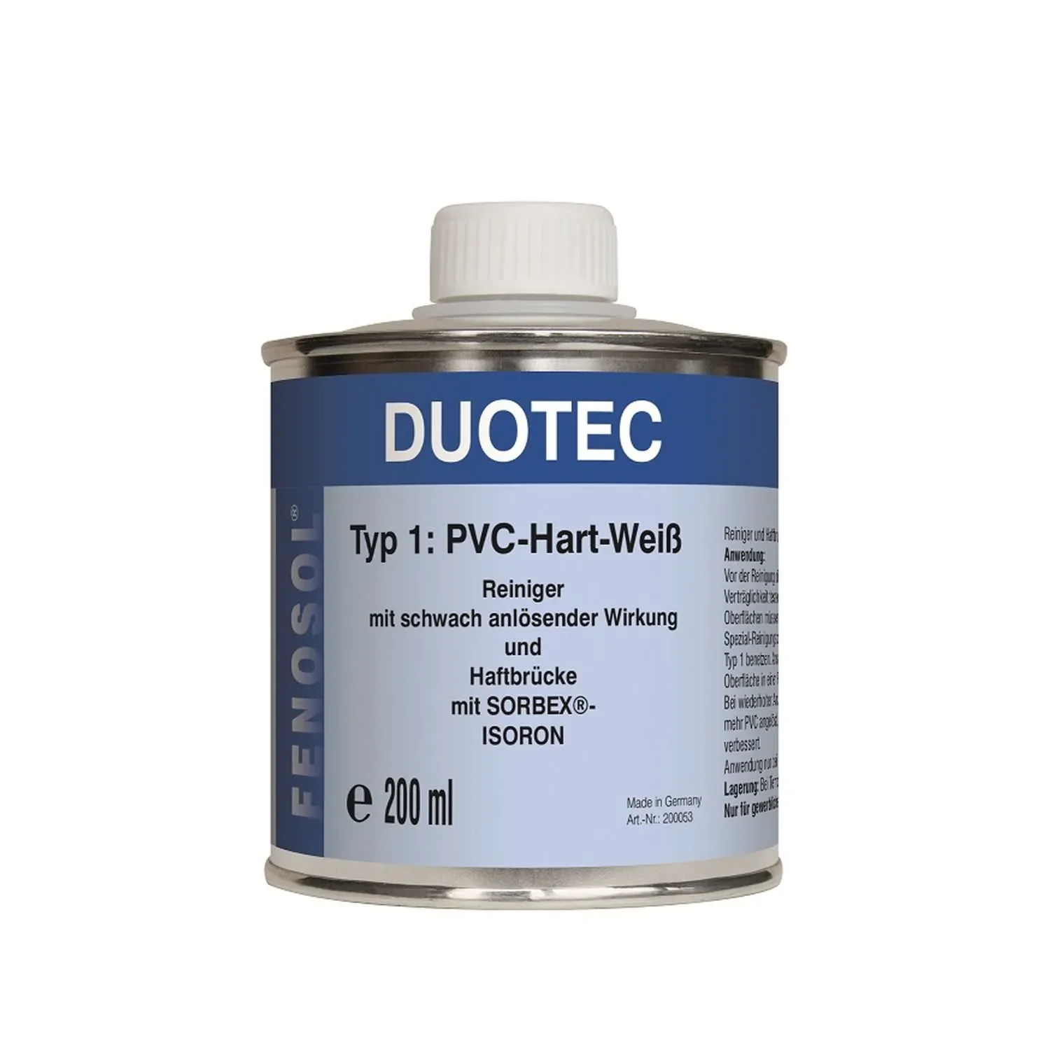 Glanadh PVC crua, Fenosol DUOTEC 200ml Typ 1, Glanadh PVC bán, PVC-Hart-weiß