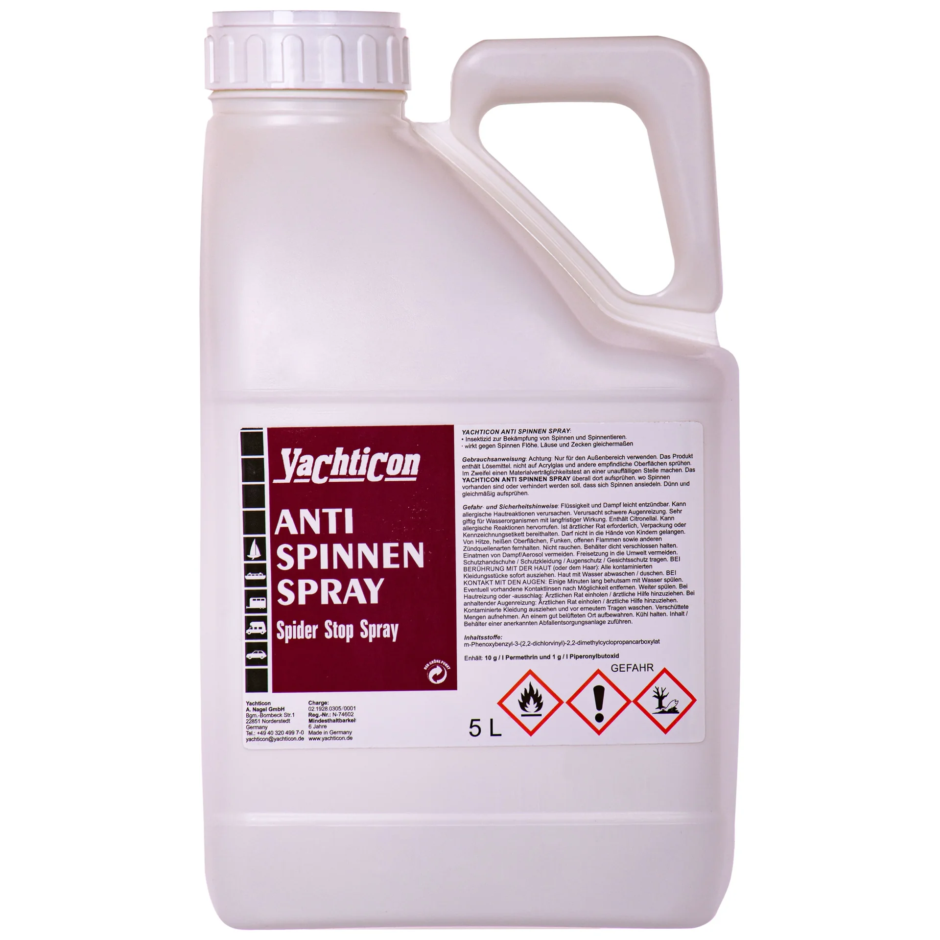 Glanadh spraeála bád, Cosc damhán alla, Glanadh báid, 5 Lítear