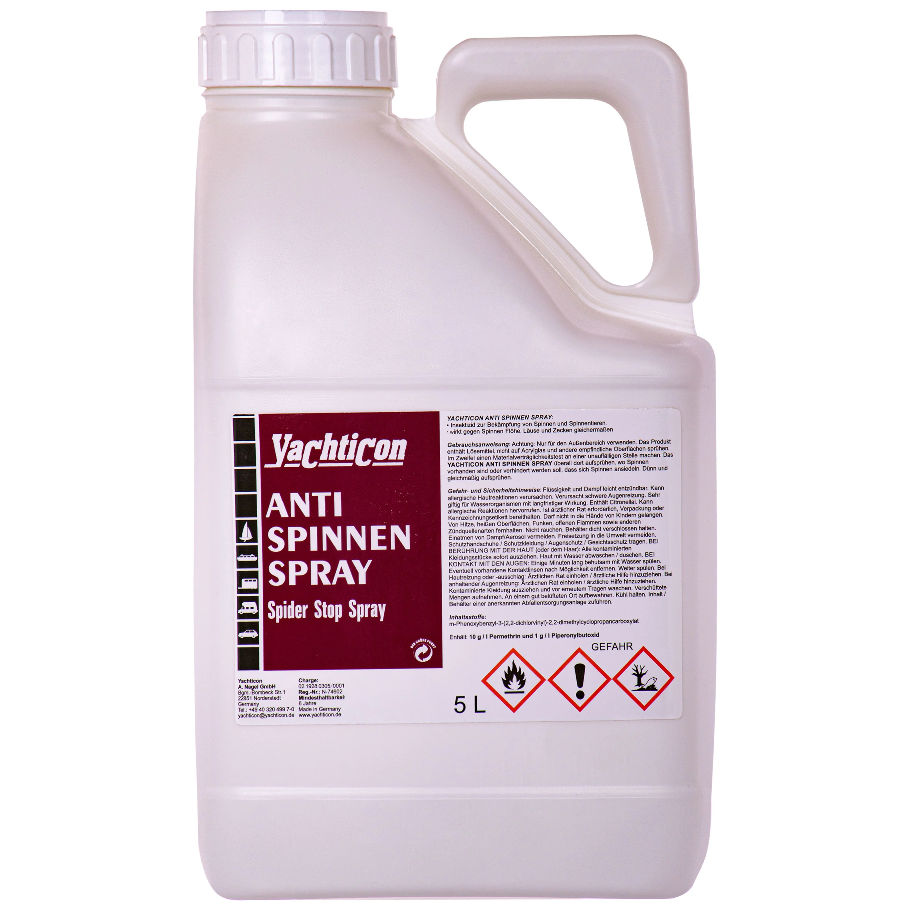 Glanadh spraeála bád, Cosc damhán alla, Glanadh báid, 5 Lítear