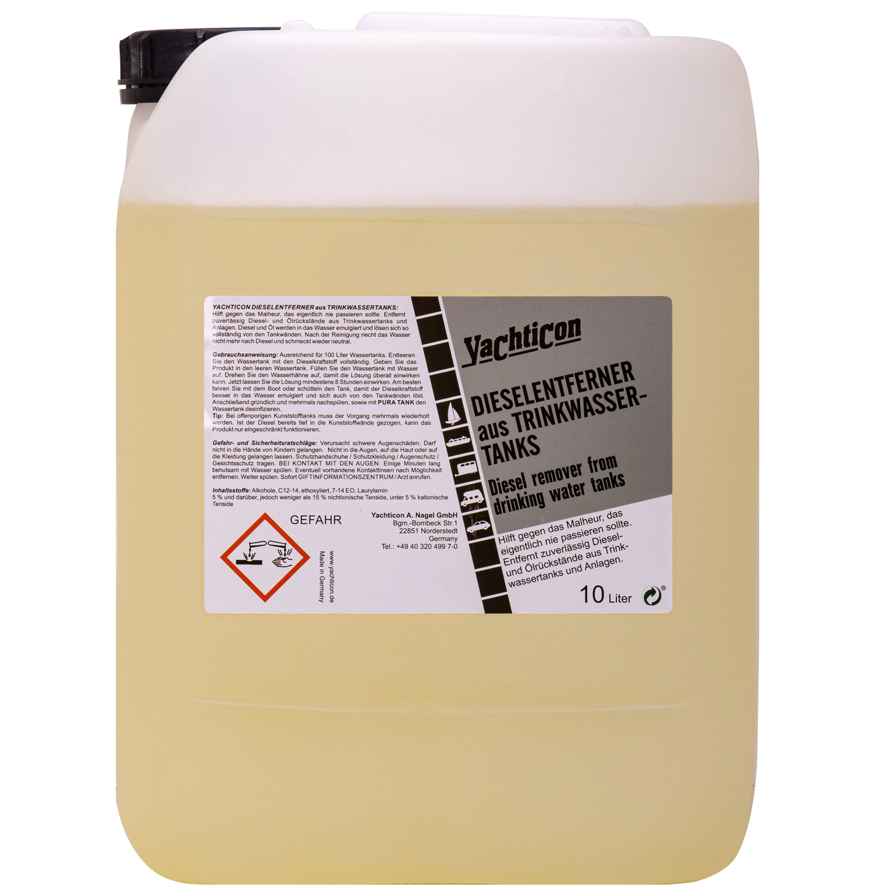 Glanadh umar uisce óil 10 Liter, Glanadh díosail, Glanadh umar uisce