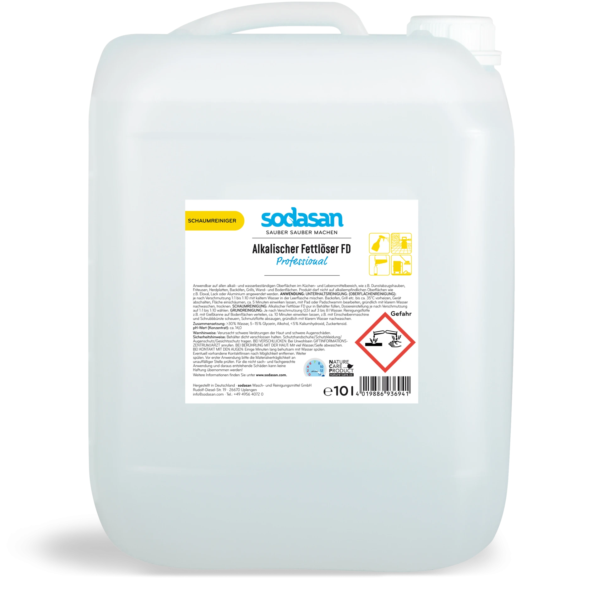 Glanadh saille alcaileach 10 lítear, Glanadh gairmiúil, Glanadh cistine