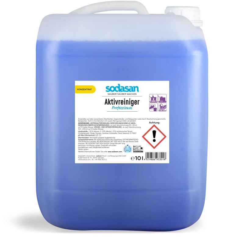 Glanadh gairmiúil 10 lítear, Glanadh tiubhaithe, Glanadh gníomhach, Glanadh láidir